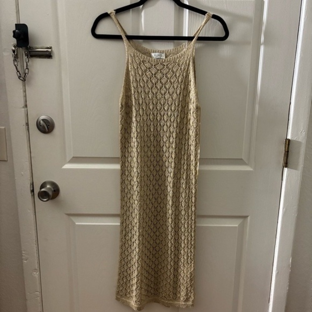 Linen Knit Slip Dress - Gold